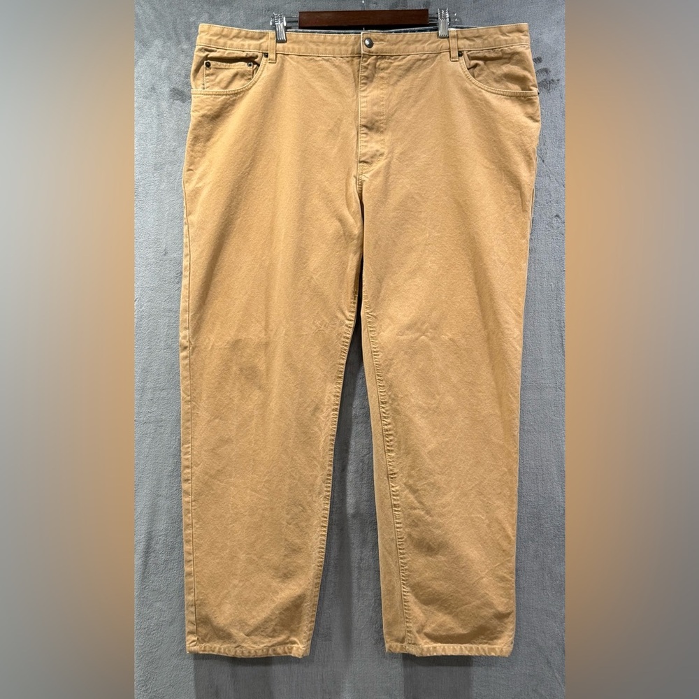 Orvis Mens 46x32 Canvas Jeans Workwear Pants Straight Leg Field Khaki